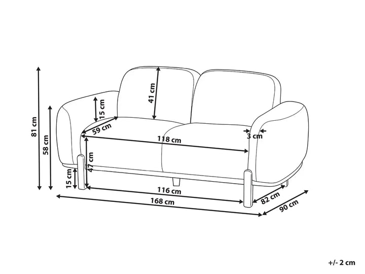 Sofa 2 Seater Boucle White Birzer