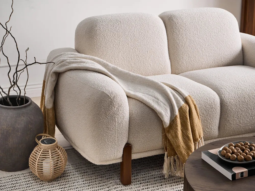 Sofa 2 Seater Boucle White Birzer