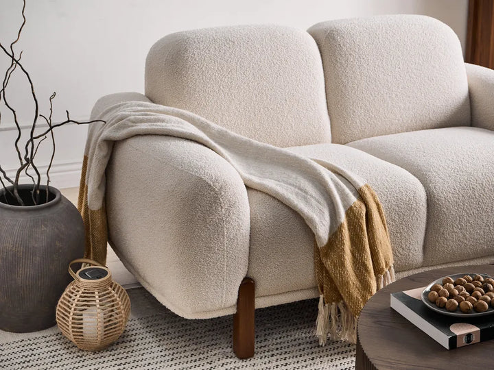 Sofa 2 Seater Boucle White Birzer