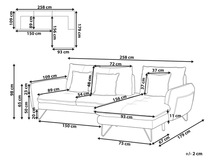 Corner Sofa 3 Seater Chenille White Left Hand Heskett