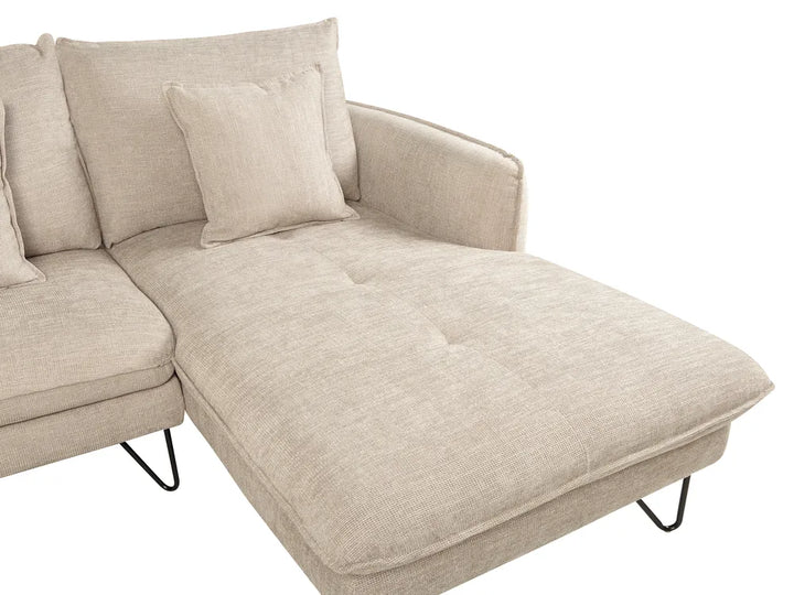 Corner Sofa 3 Seater Chenille White Left Hand Heskett