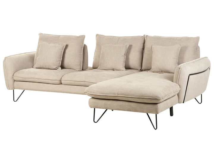 Corner Sofa 3 Seater Chenille White Left Hand Heskett