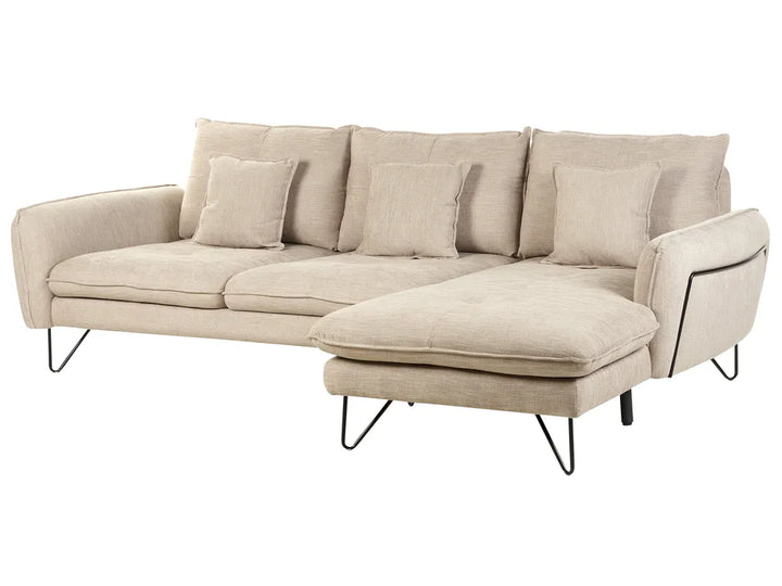 Corner Sofa 3 Seater Chenille White Left Hand Heskett