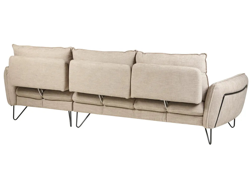 Corner Sofa 3 Seater Chenille White Left Hand Heskett
