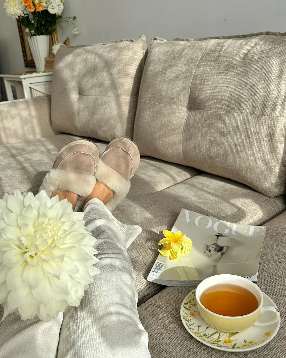 Corner Sofa 3 Seater Chenille White Left Hand Heskett