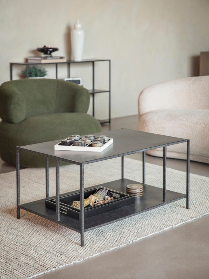 Libra Brooks coffee table in mottled black metal finish