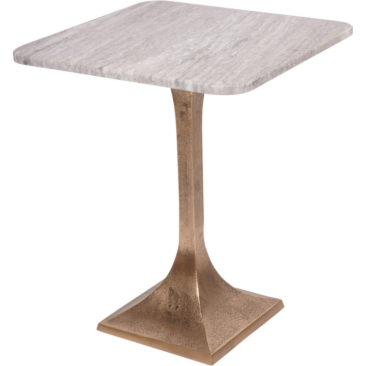 Small table with marble top and bronze base on a white background