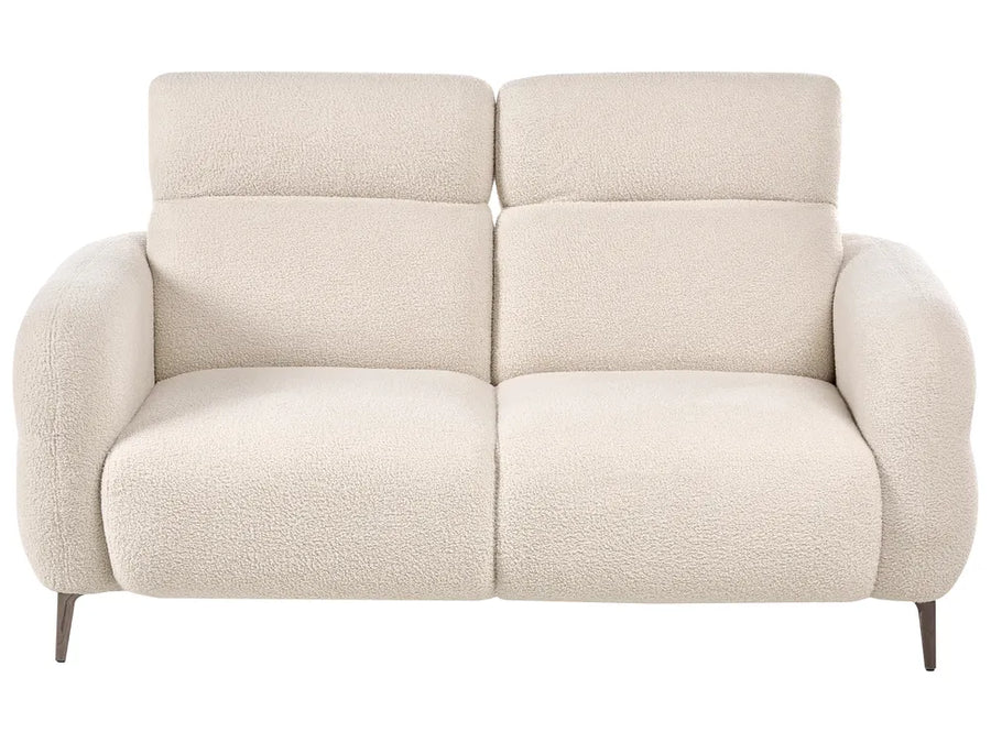 Beige two-seater sofa on a white background