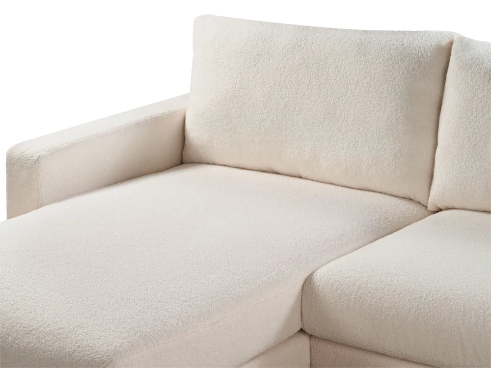 Corner Sofa 4 Seater Boucle White Right Hand Deavan