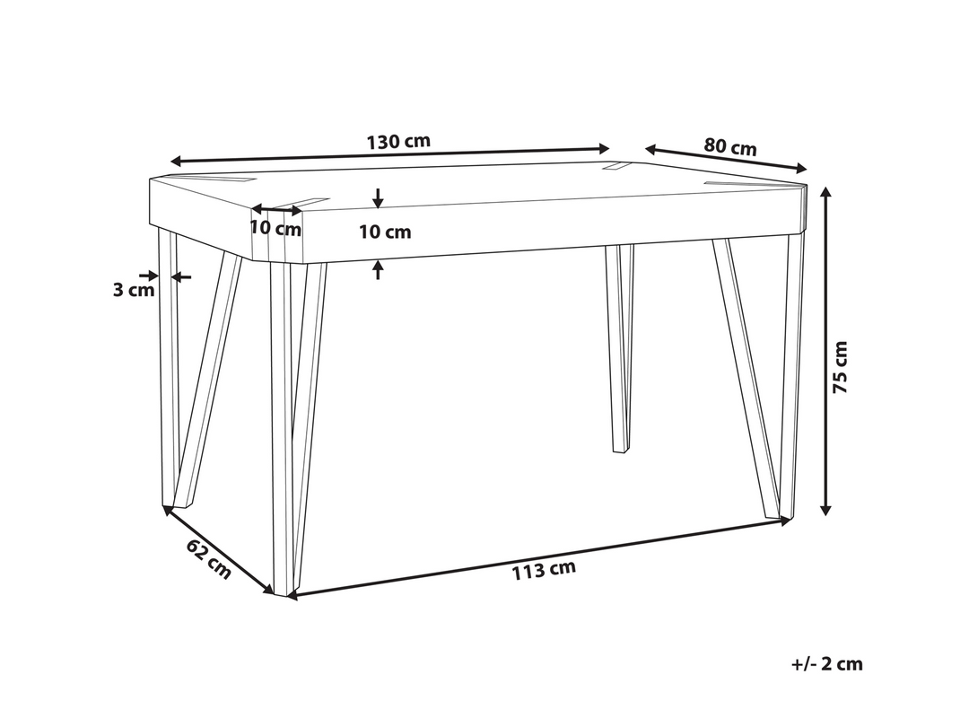 Cambell Dining Table 130 x 80 cm Light Wood and Black