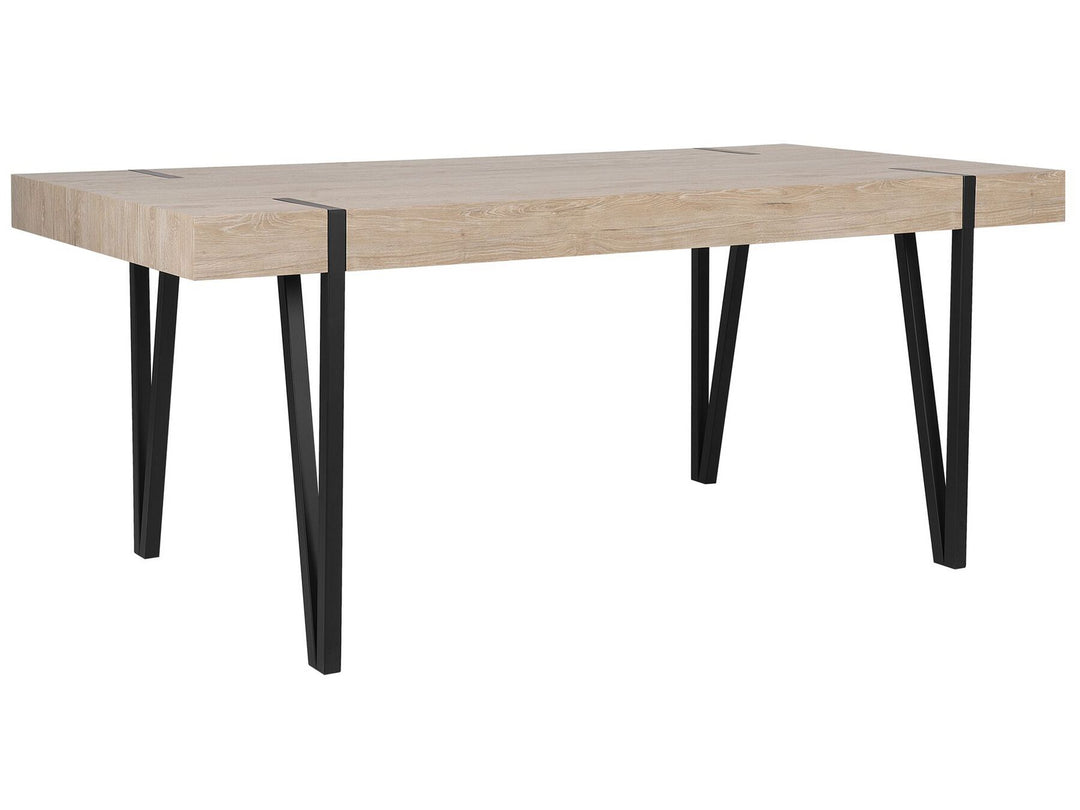 Adena Dining Table 180 x 90 cm Light Wood with Black