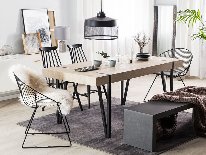 Adena Dining Table 180 x 90 cm Light Wood with Black