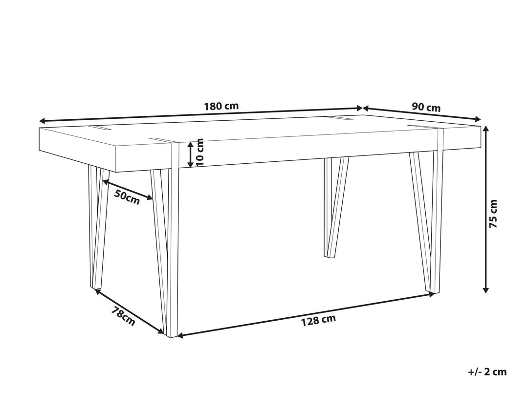 Adena Dining Table 180 x 90 cm Light Wood with Black