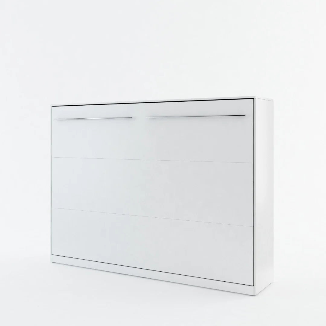 Ezra Horizontal Wall Bed Concept 140cm with Over Bed Unit White Matt CP-04