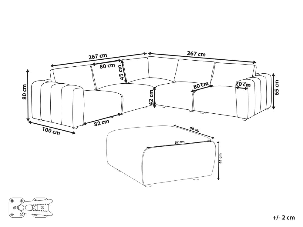 Modular Corner Sofa 5 Seater Boucle Off-White Left Hand Regeani