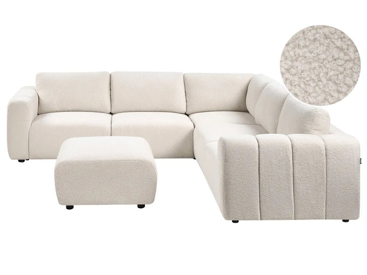 Modular Corner Sofa 5 Seater Boucle Off-White Left Hand Regeani