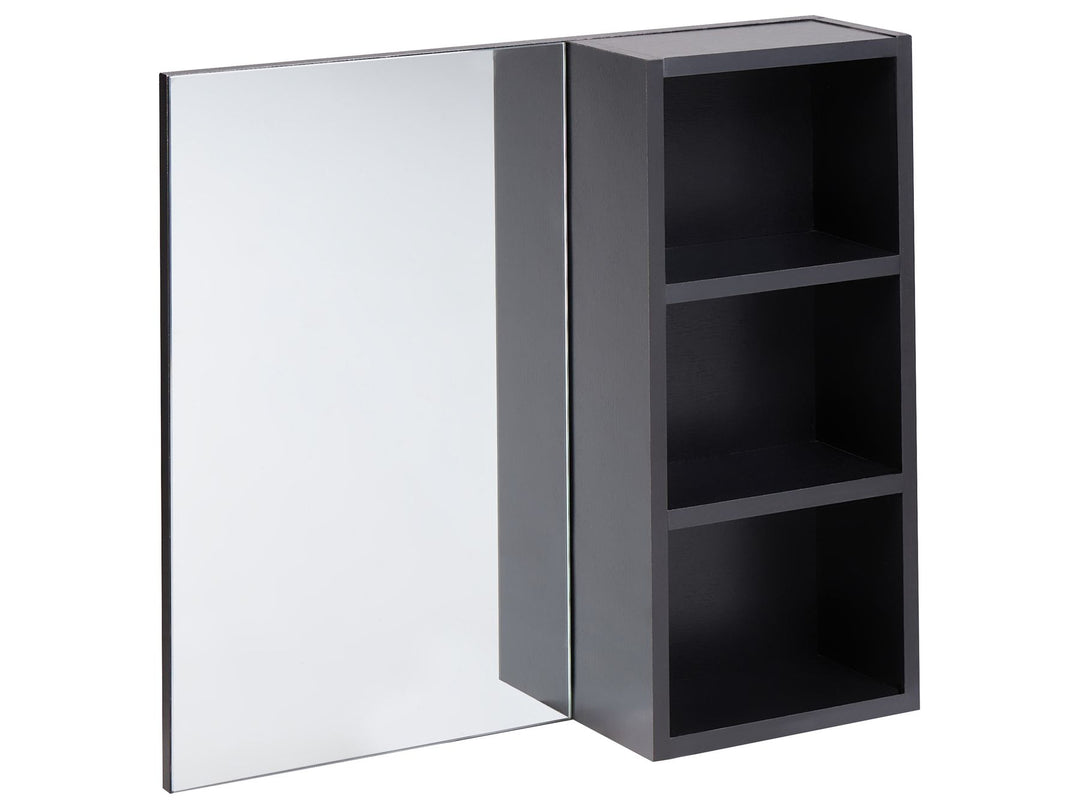 Gray cabinet with a mirror on a white background