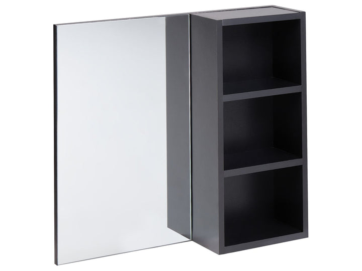 Gray cabinet with a mirror on a white background