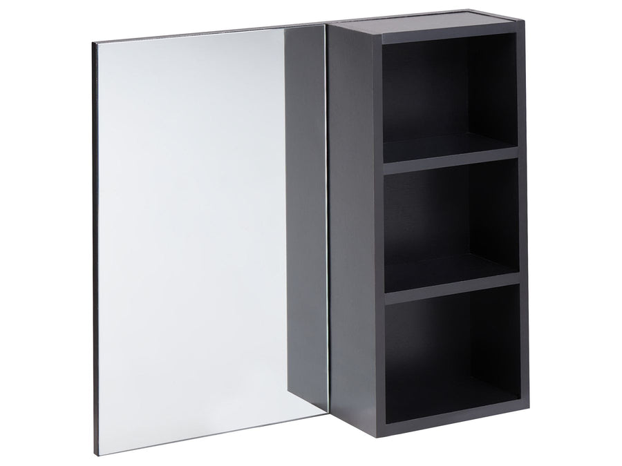Gray cabinet with a mirror on a white background