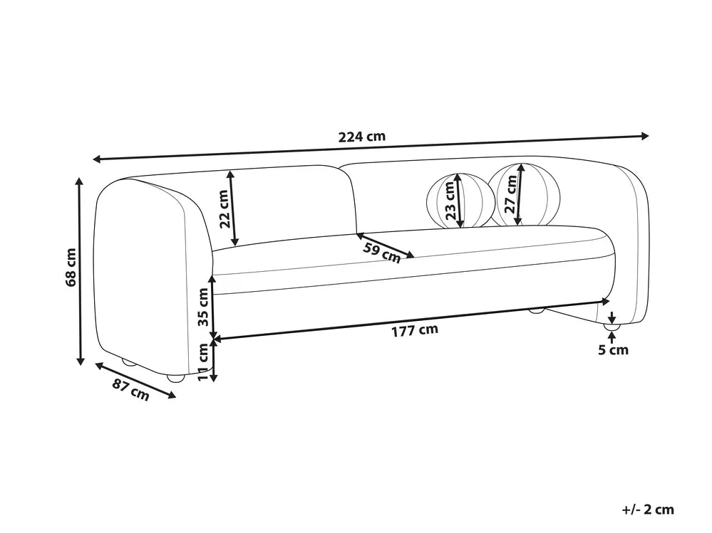 Sofa 3 Seater Boucle White Londell