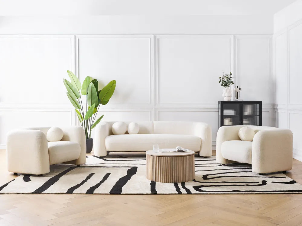 Sofa 3 Seater Boucle White Londell