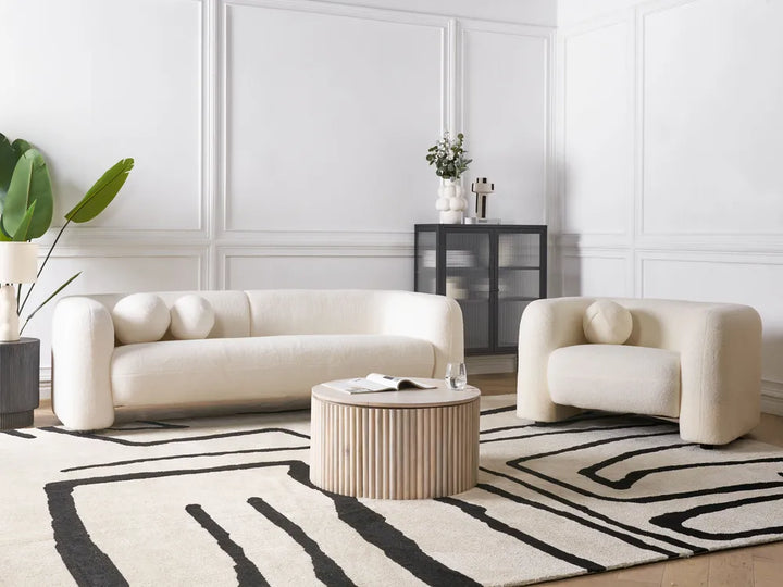 Sofa 3 Seater Boucle White Londell