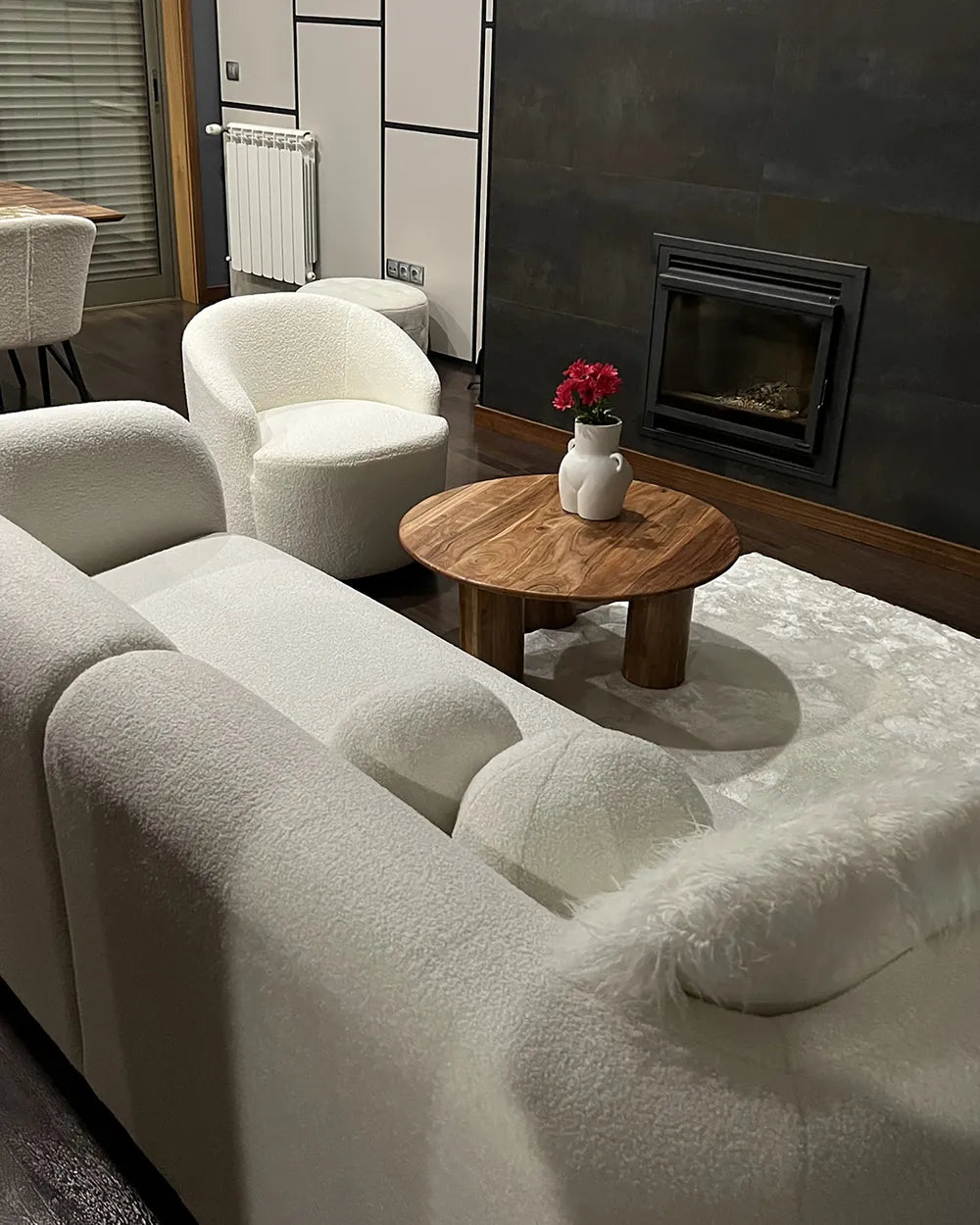 Sofa 3 Seater Boucle White Londell