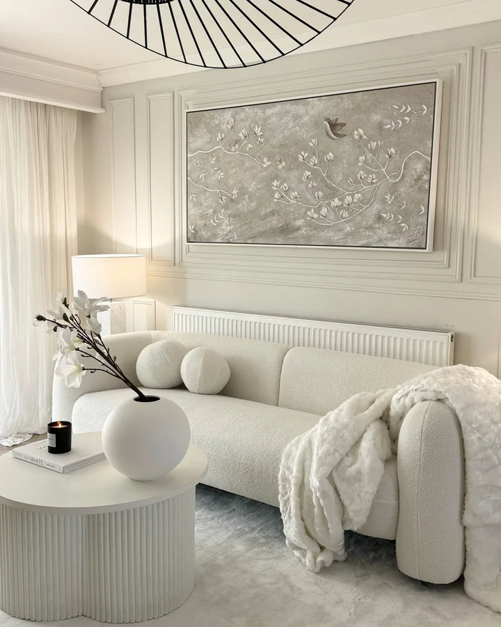 Sofa 3 Seater Boucle White Londell