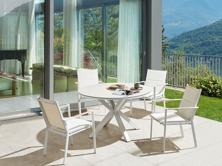 Malleto Garden Dining Table  120 cm 120 cm Glass Taupe