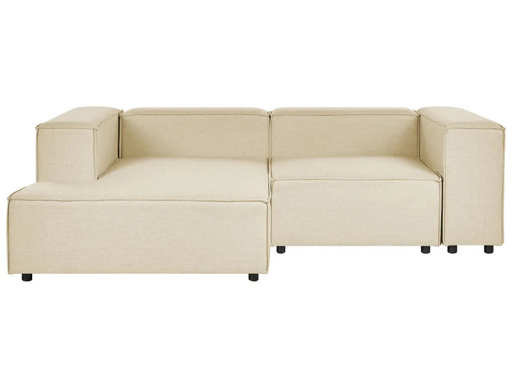 Beige faux linen modular corner sofa 2 seater right hand
