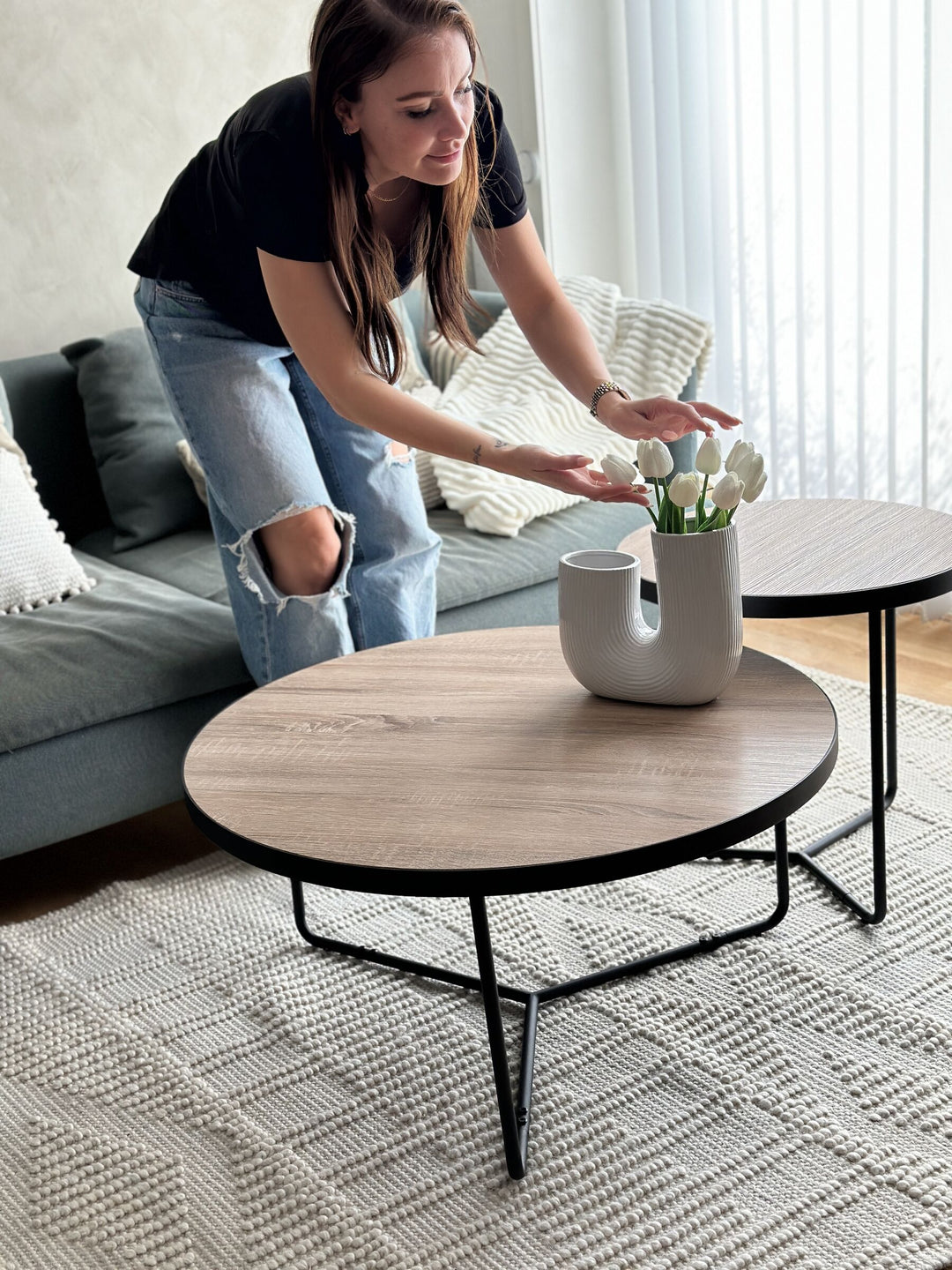 Eoghan Coffee Table Light Wood with Black Big