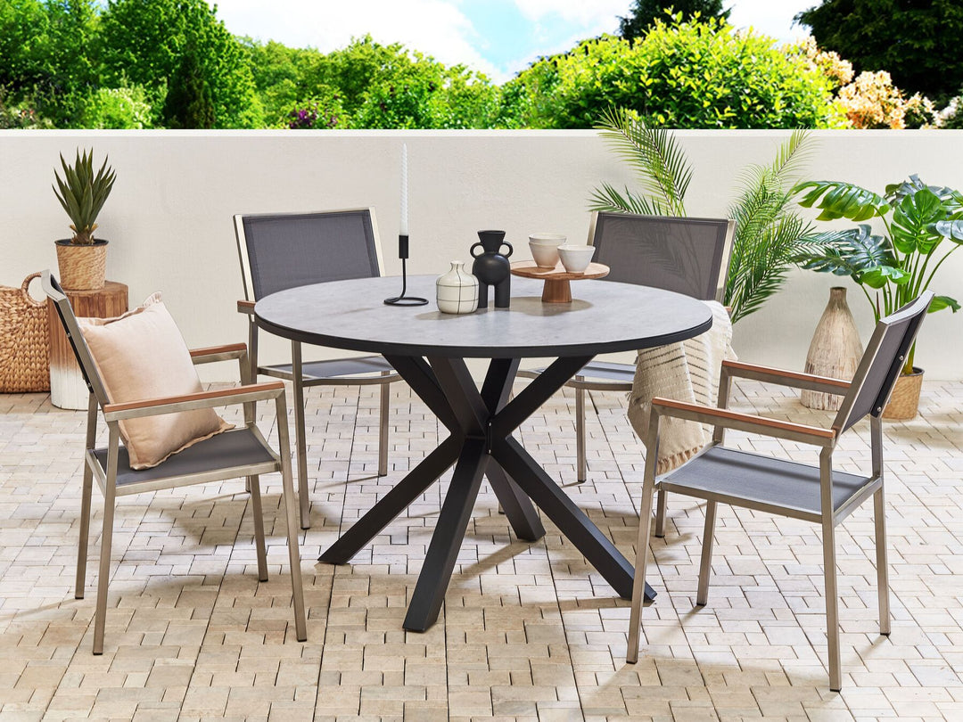 Malleto Garden Dining Table  120 cm 120 cm Glass Grey