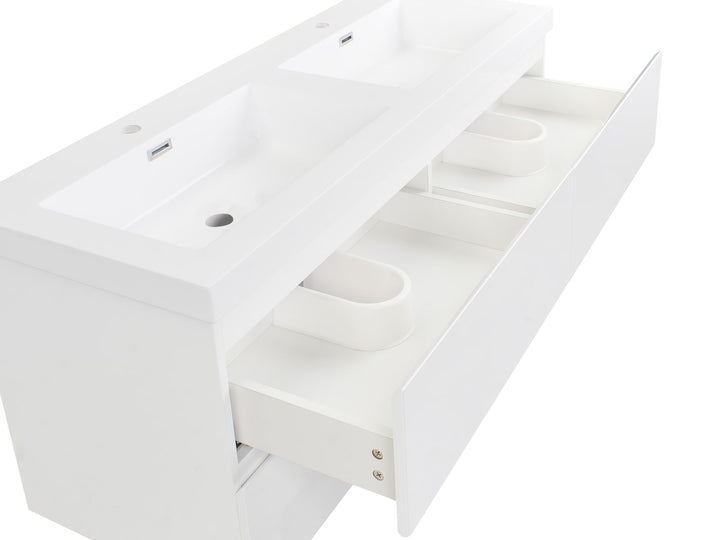 Wall Mounted Double Basin Vanity Unit 120 cm 52 cm White Cardiel