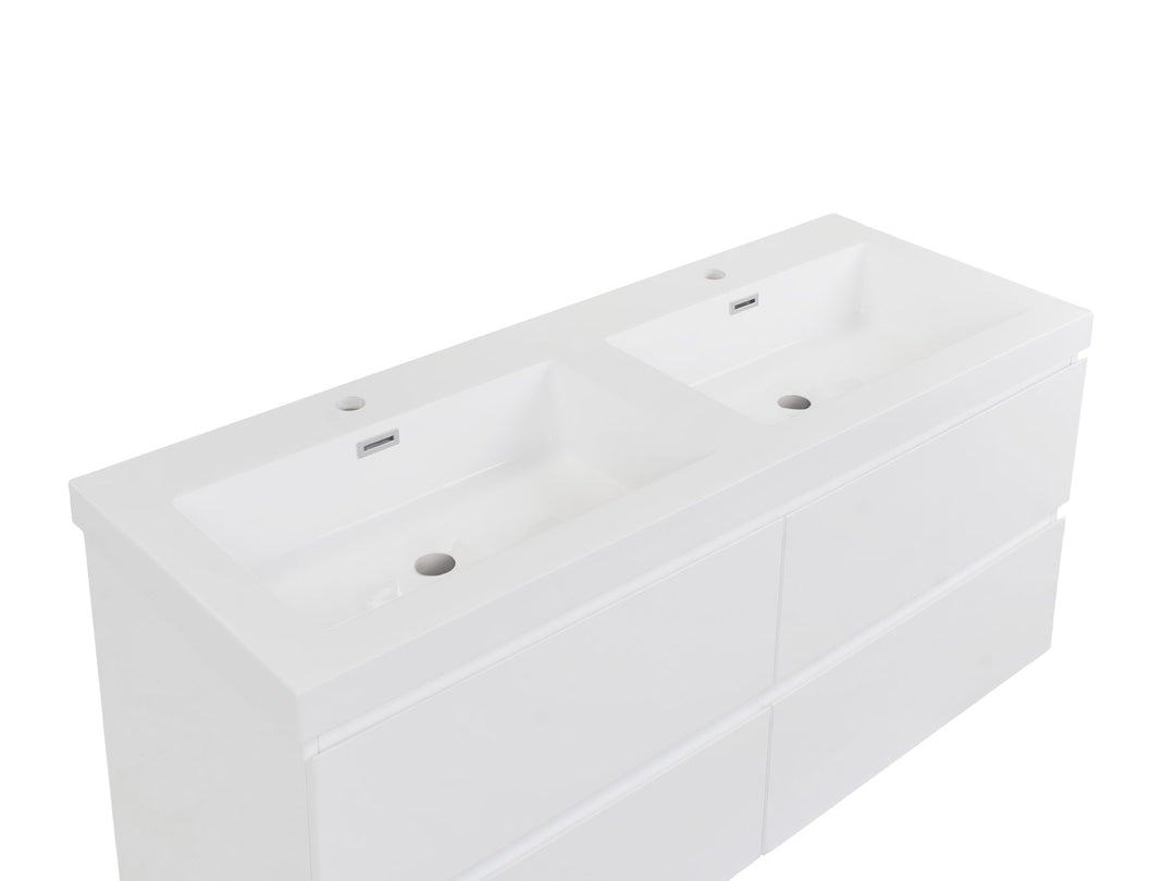 Wall Mounted Double Basin Vanity Unit 120 cm 52 cm White Cardiel