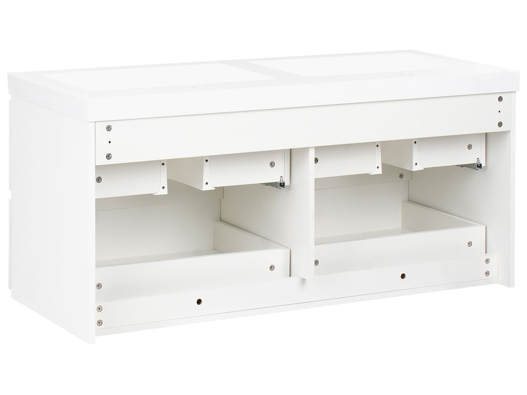Wall Mounted Double Basin Vanity Unit 120 cm 52 cm White Cardiel