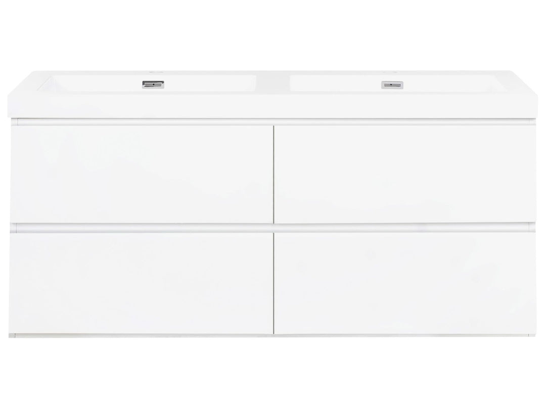 Wall Mounted Double Basin Vanity Unit 120 cm 52 cm White Cardiel