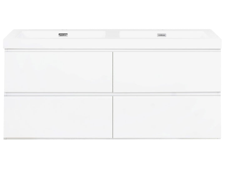 Wall Mounted Double Basin Vanity Unit 120 cm 52 cm White Cardiel
