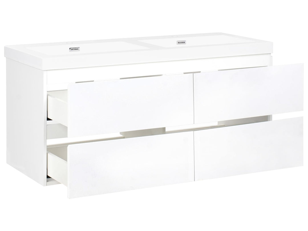 Wall Mounted Double Basin Vanity Unit 120 cm 52 cm White Cardiel