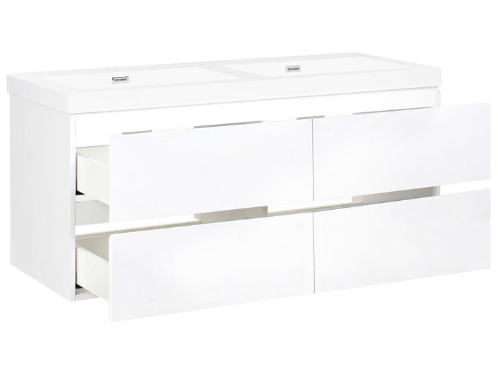 Wall Mounted Double Basin Vanity Unit 120 cm 52 cm White Cardiel