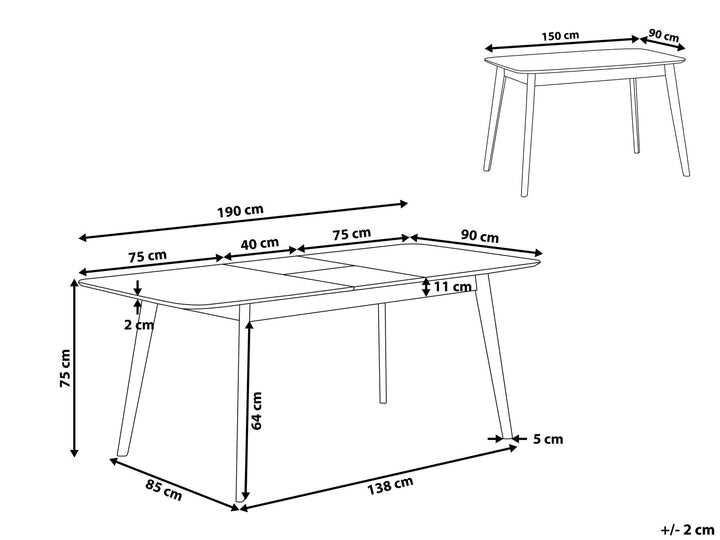 Madox Extending Dining Table 150/190 x 90 cm Dark Wood