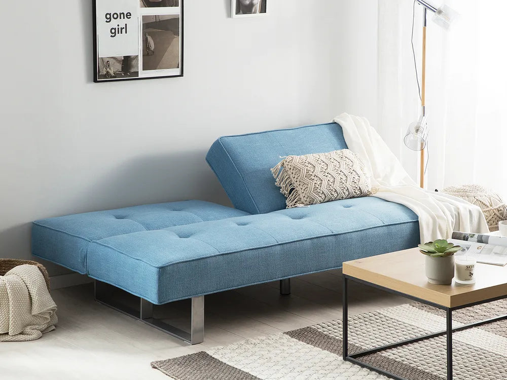 Sofa Bed 3 Seater Fabric Light Blue Francie