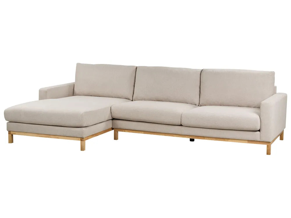 Corner Sofa 4 Seater Fabric Beige Right Hand Deavan