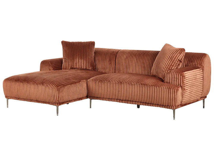 Corner Sofa Corduroy Brown Left Hand Scarlet