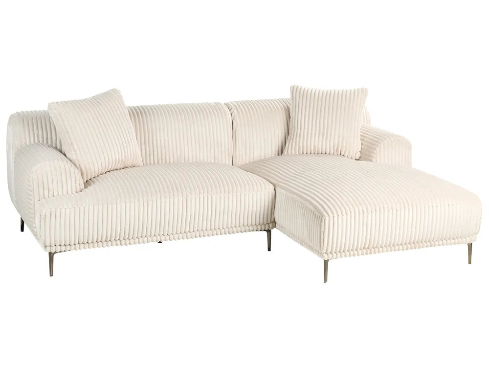 Corner Sofa Corduroy Off-White Right Hand Scarlet