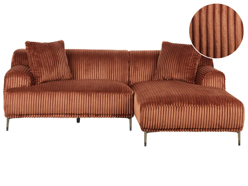 Corner Sofa Corduroy Brown Left Hand Scarlet