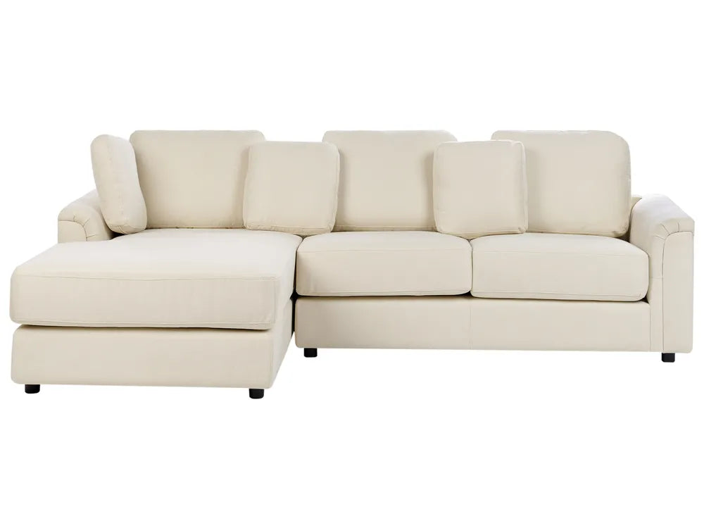 Corner Sofa 4 Seater Fabric Light Beige with Ottoman Right Hand Olva
