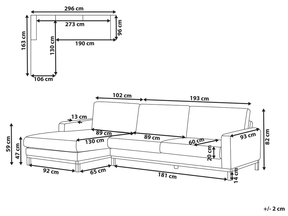 Corner Sofa 4 Seater Fabric Beige Right Hand Deavan