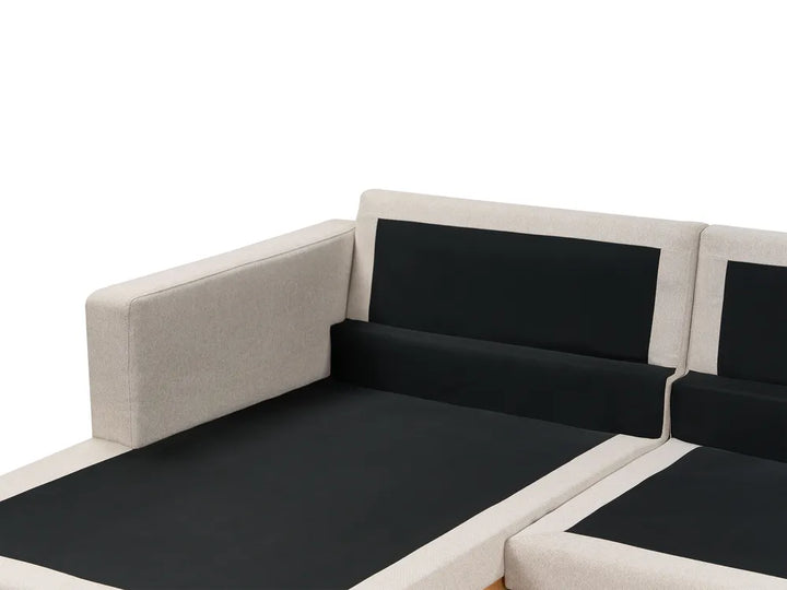 Corner Sofa 4 Seater Fabric Beige Right Hand Deavan