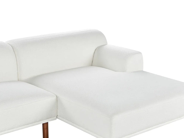 Corner Sofa 3 Seater Boucle White with Ottoman Left Hand Brekyn