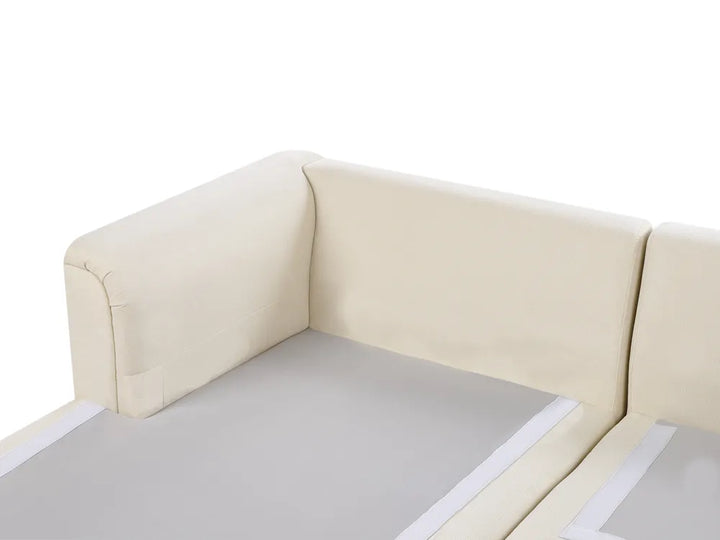 Corner Sofa 4 Seater Fabric Light Beige with Ottoman Right Hand Olva